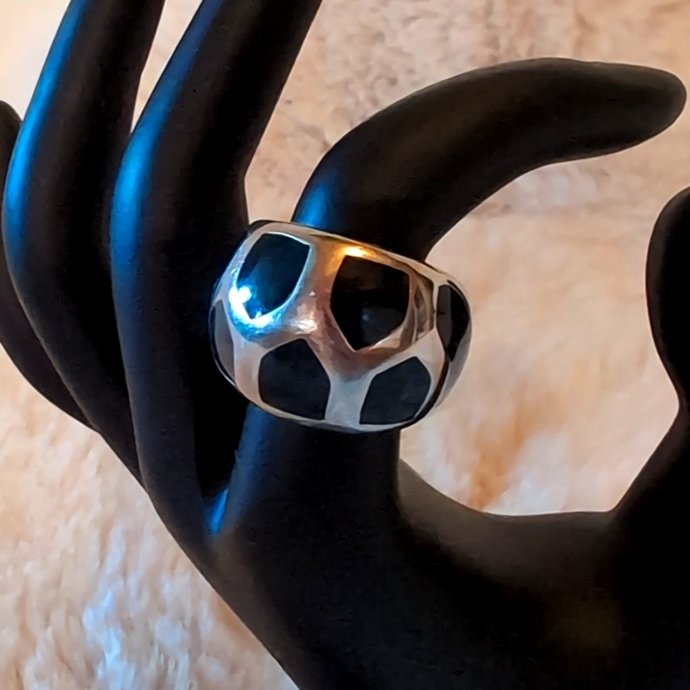 Stainless Steel Blue Murano like Glass Ring